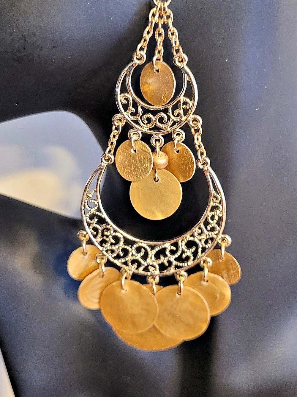 Gold-Tone Filigree Coin Drop Earrings